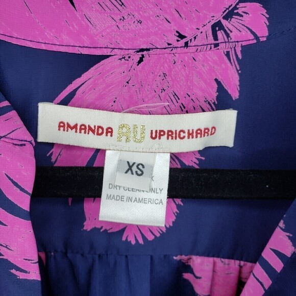 Amanda Uprichard Silk Feather Print Long Sleeve Popover Tunic XS - Picture 4 of 5